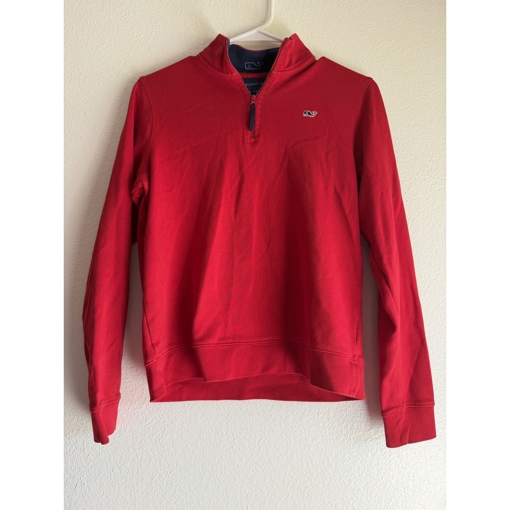 VINEYARD VINES Youth Kids Boys Quarter Zip Red Pullover Shirt Top -‎ Sz Large 16